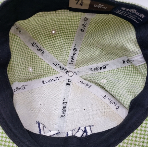 Legna Fitted Cap with NY Logo Green Houndstooth Pattern Size Medium 58cm - Picture 7 of 12